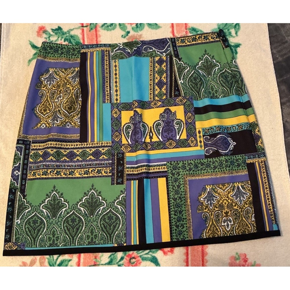 Boston Proper Skirt Vintage Patchwork Boho Gypsy Mini Size 8 USA Y2K